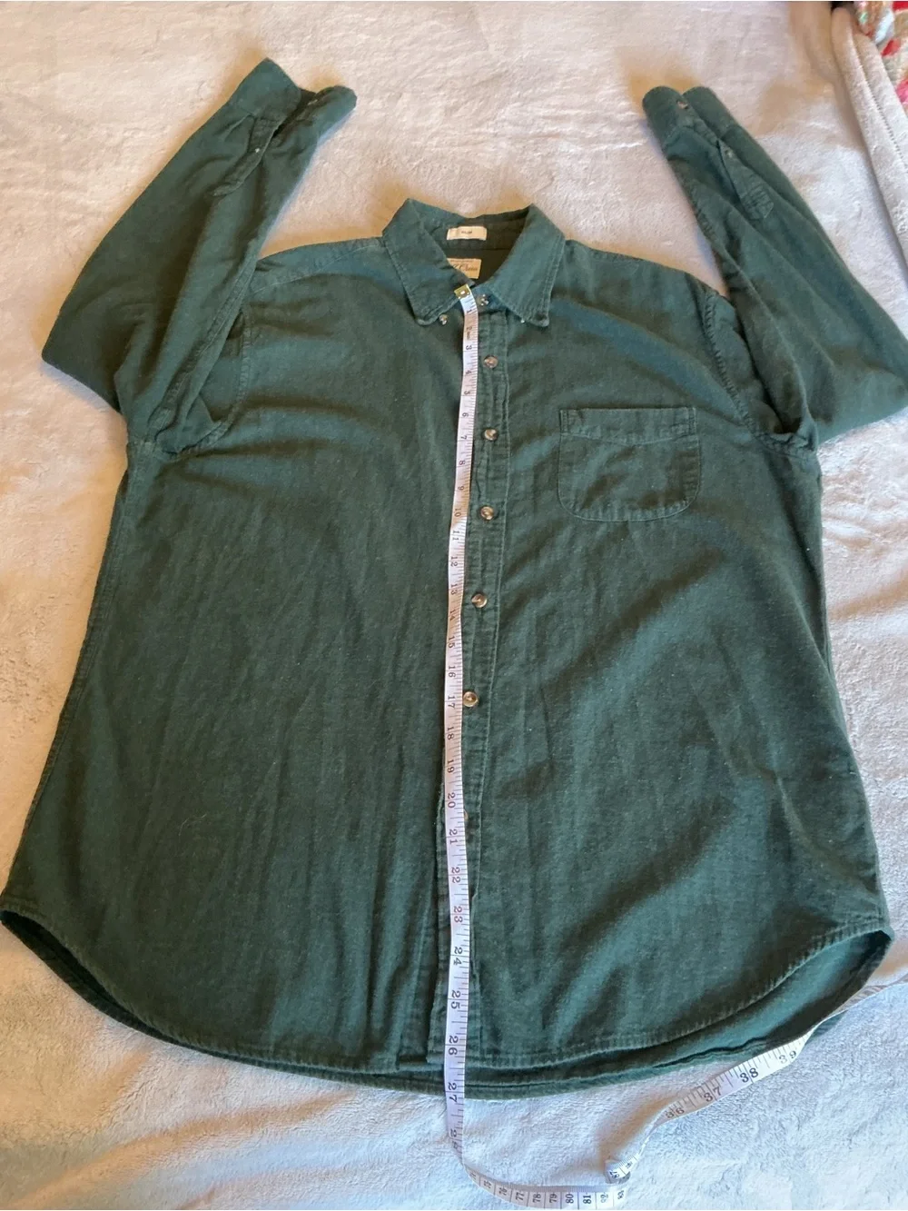 J. Crew Men’s Green Brushed Twill Slim Button Down Long Sleeve Shirt Size Large